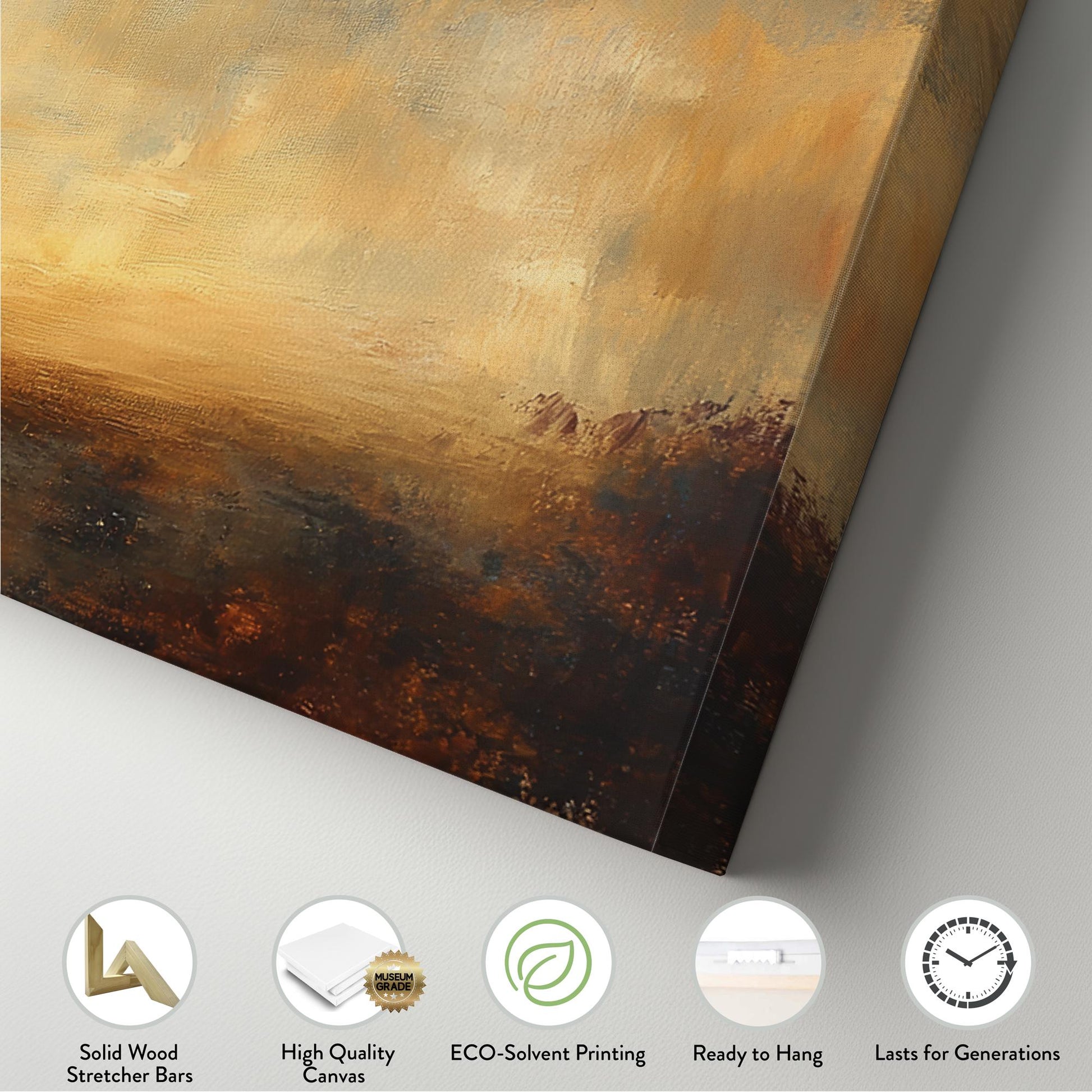 Serene Yogi Canvas Art | Impasto Painting Print | Zen Minimalist Wall Art For Living Room | Burnt Sienna Golden Hour Art Panoramic Wall Art