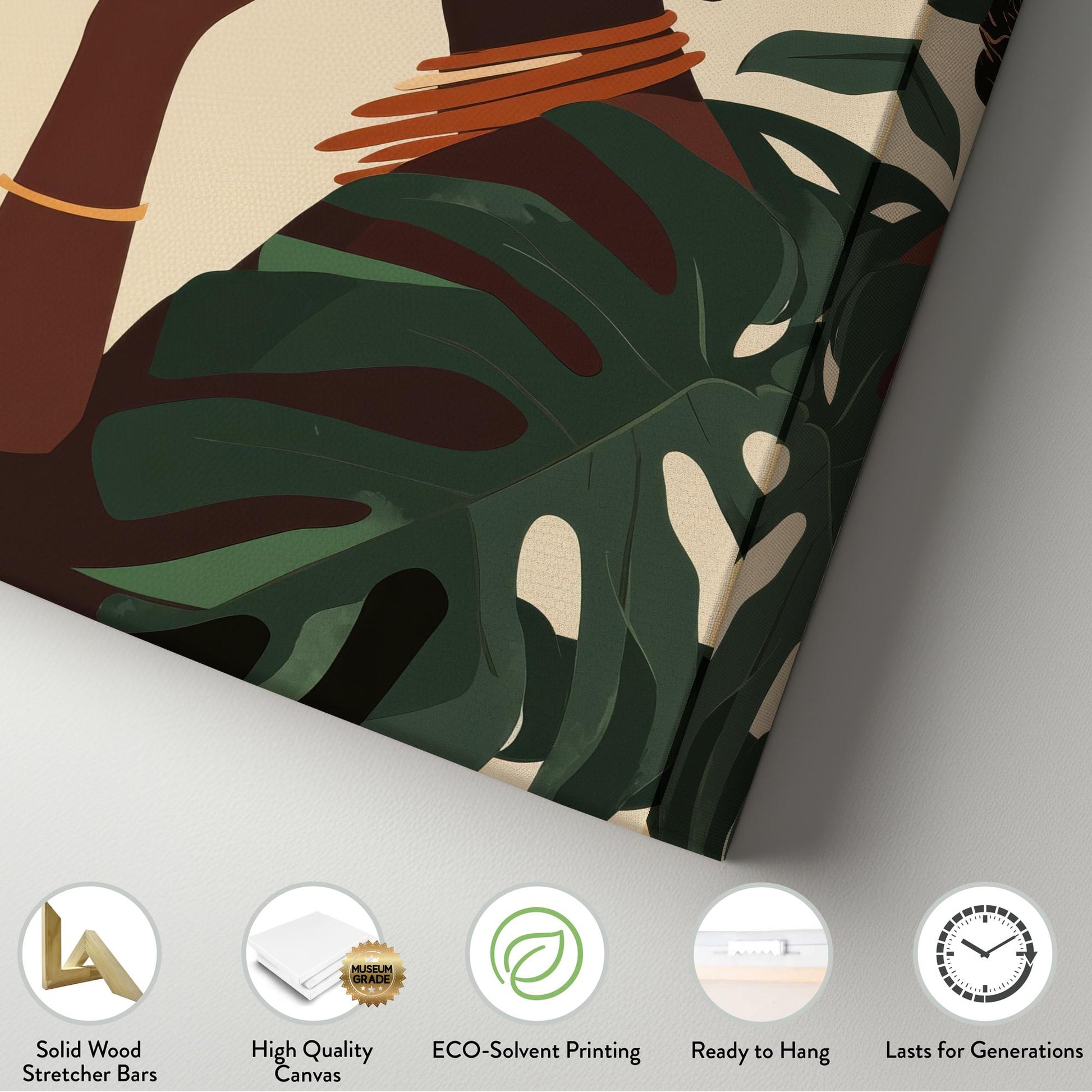 Serene Woman Canvas Art | Abstract Minimalist Print | Bohemian Wall Art For Living Room | Sand Dune Forest Green Art Long Vertical Art