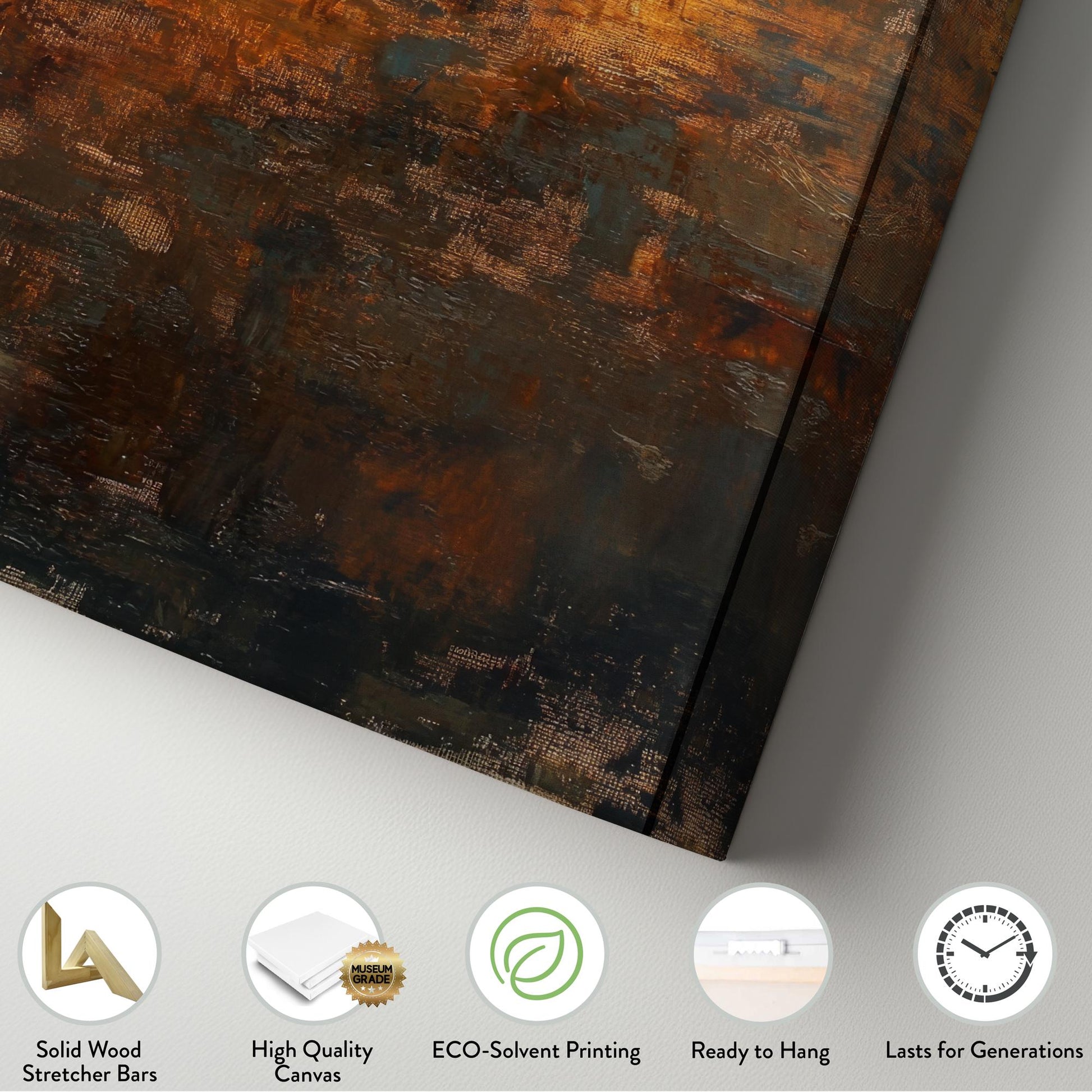 Serene Silhouette Canvas Art | Impasto Painting Print | Zen Minimalist Wall Art For Living Room | Burnt Sienna Ochre Art Long Vertical Art