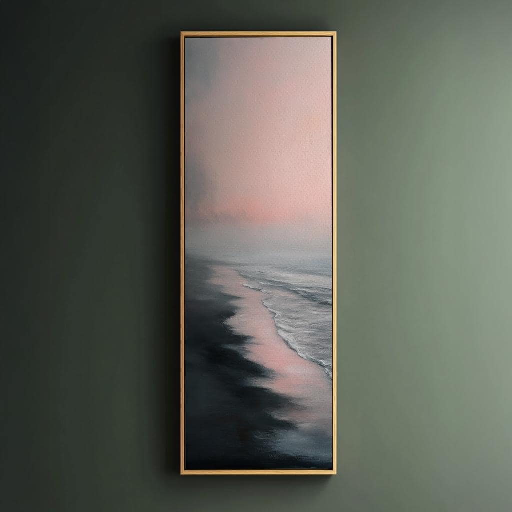 Serene Seascape Canvas Art | Impressionistic Brushstroke Print | Tranquil Coastal Wall Art For Bedroom Long Vertical Art