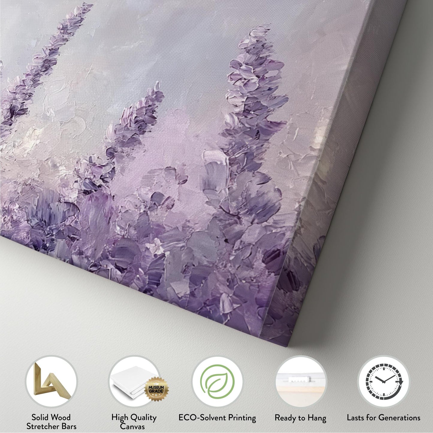 Lavender Field Impressionism Canvas Art | Palette Knife Impasto Print | Bohemian Wall Art For Bedroom | Lilac Mist Art Panoramic Wall Art