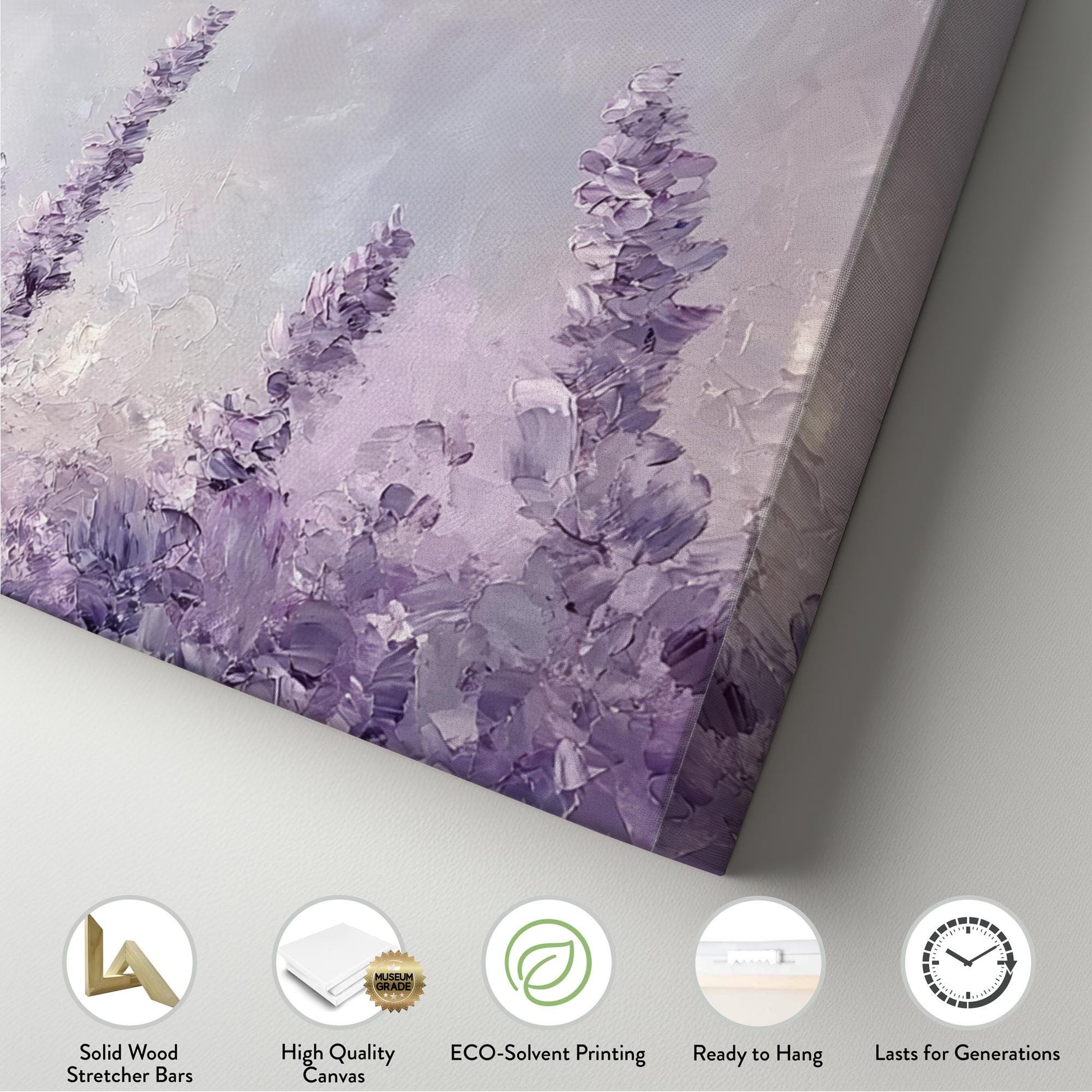 Lavender Field Impressionism Canvas Art | Palette Knife Impasto Print | Bohemian Wall Art For Bedroom | Lilac Mist Art Panoramic Wall Art