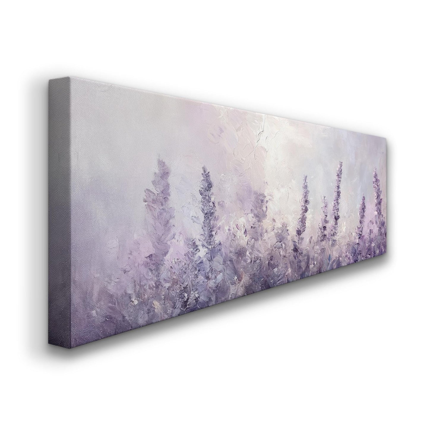 Lavender Field Impressionism Canvas Art | Palette Knife Impasto Print | Bohemian Wall Art For Bedroom | Lilac Mist Art Panoramic Wall Art