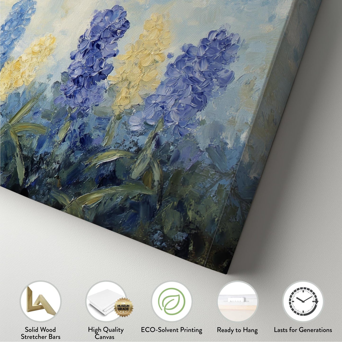Hyacinth Garden Canvas Art | Impasto Palette Knife Print | Bohemian Wall Art For Living Room Panoramic Wall Art