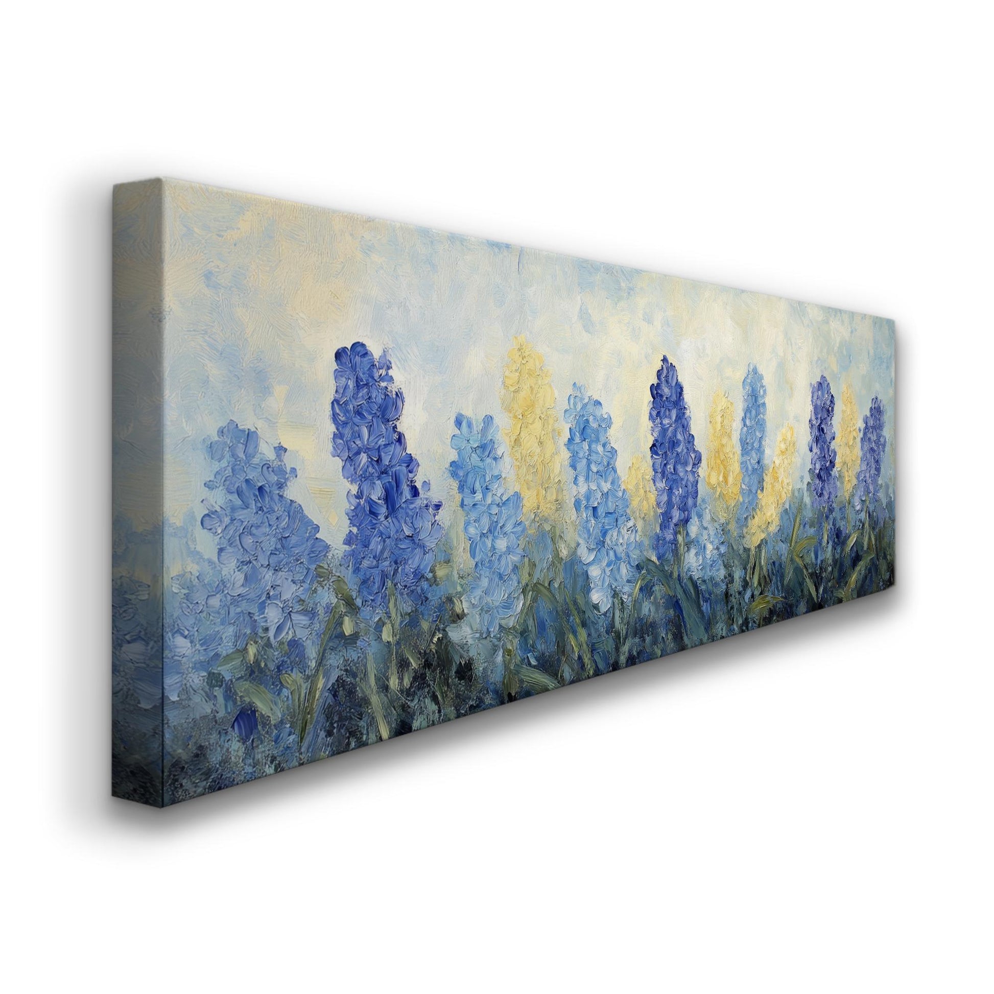 Hyacinth Garden Canvas Art | Impasto Palette Knife Print | Bohemian Wall Art For Living Room Panoramic Wall Art