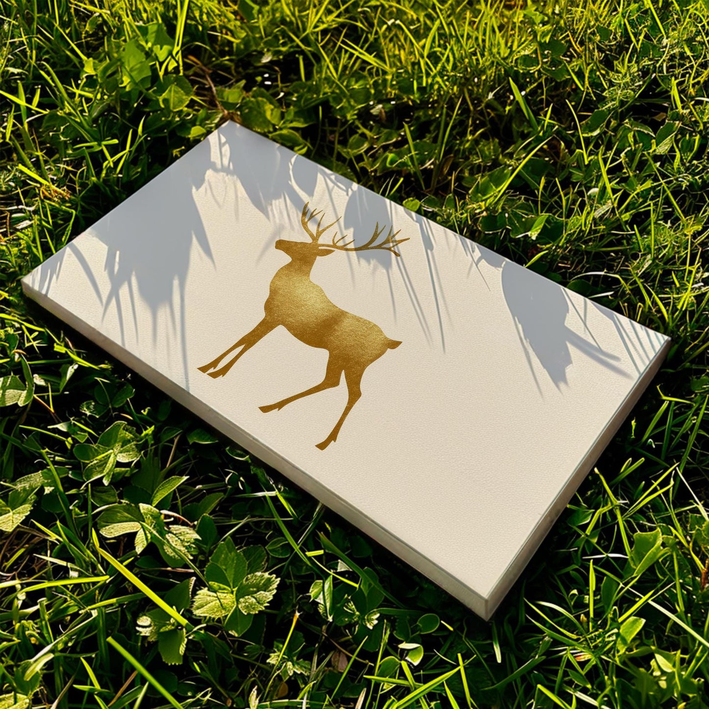 Gold Foil Reindeer Canvas Art | Metallic Shimmer Print | Scandinavian Minimalist Wall Art For Living Room Horizontal Art