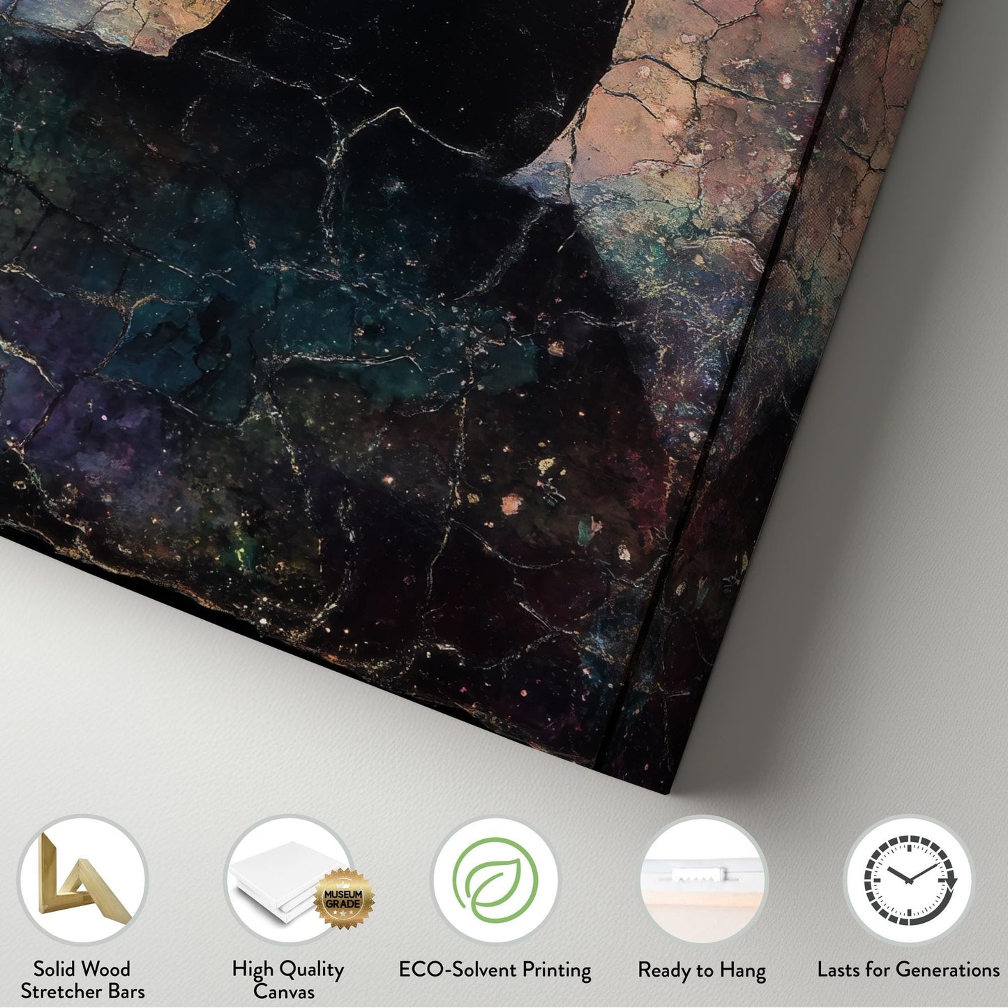 Celestial Feline Canvas Art | Crackle Glaze Print | Bohemian Wall Art For Bedroom | Twilight Sky Art | Ethereal Pet Decor Long Vertical Art