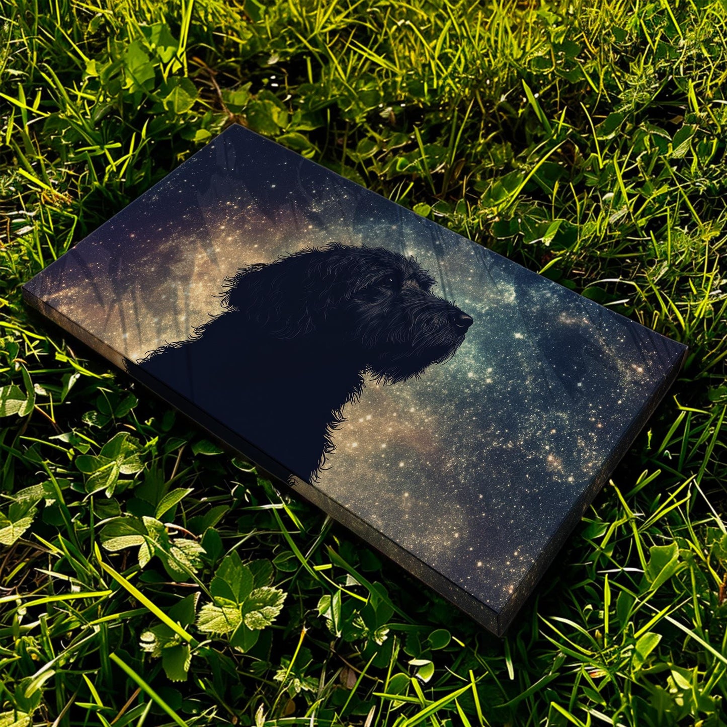 Cosmic Canine Canvas Art | Silhouette Print | Bohemian Wall Art For Living Room | Celestial Twilight Art Horizontal Art