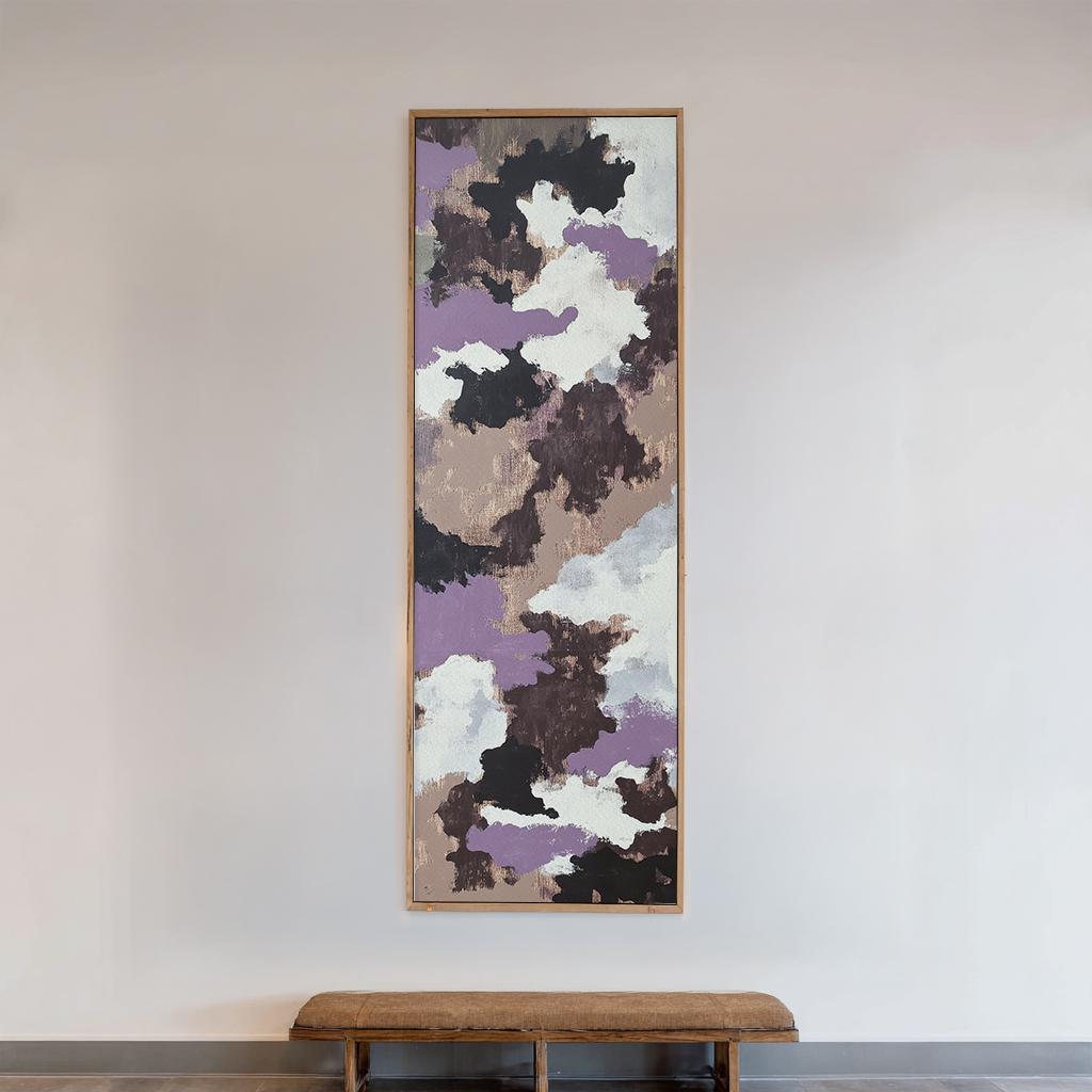 Abstract Cloud Nine Canvas Art | Impasto Print | Biophilic Wall Art For Living Room | Silver Sage and Dove Grey Art Long Vertical Art