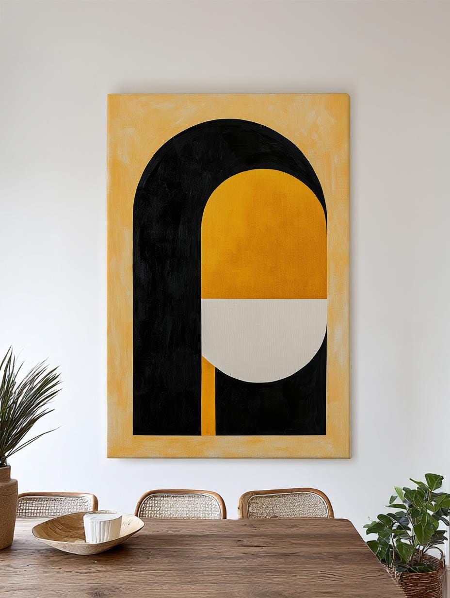 Abstract Archway Canvas Art | Geometric Minimalist Print | Mid Century Modern Wall Art For Living Room Vertical Canvas