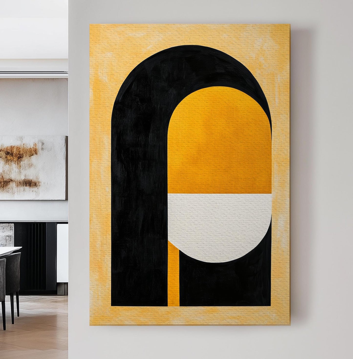 Abstract Archway Canvas Art | Geometric Minimalist Print | Mid Century Modern Wall Art For Living Room Vertical Canvas
