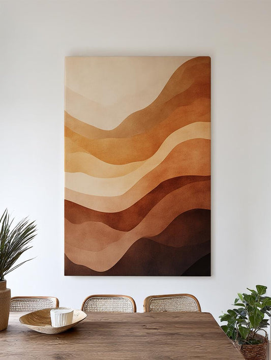 Abstract Desert Landscape Canvas Art | Layered Watercolor Print | Biophilic Wall Art For Living Room Vertical Canvas