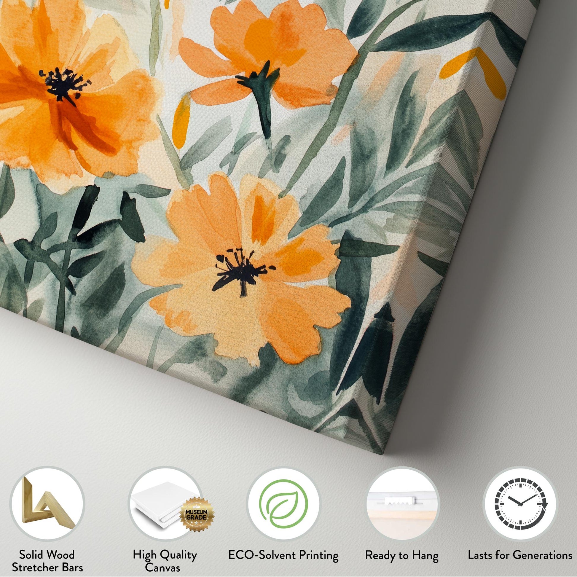 Apricot Blossom Canvas Art | Loose Watercolor Print | Japandi Wall Art For Living Room | Honeycomb Hues Art Vertical Canvas