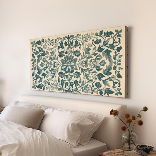Antique Botanical Illustration Canvas Art | Baroque Etching Print | Neoclassical Wall Art For Living Room | Sage Green Art Horizontal Art