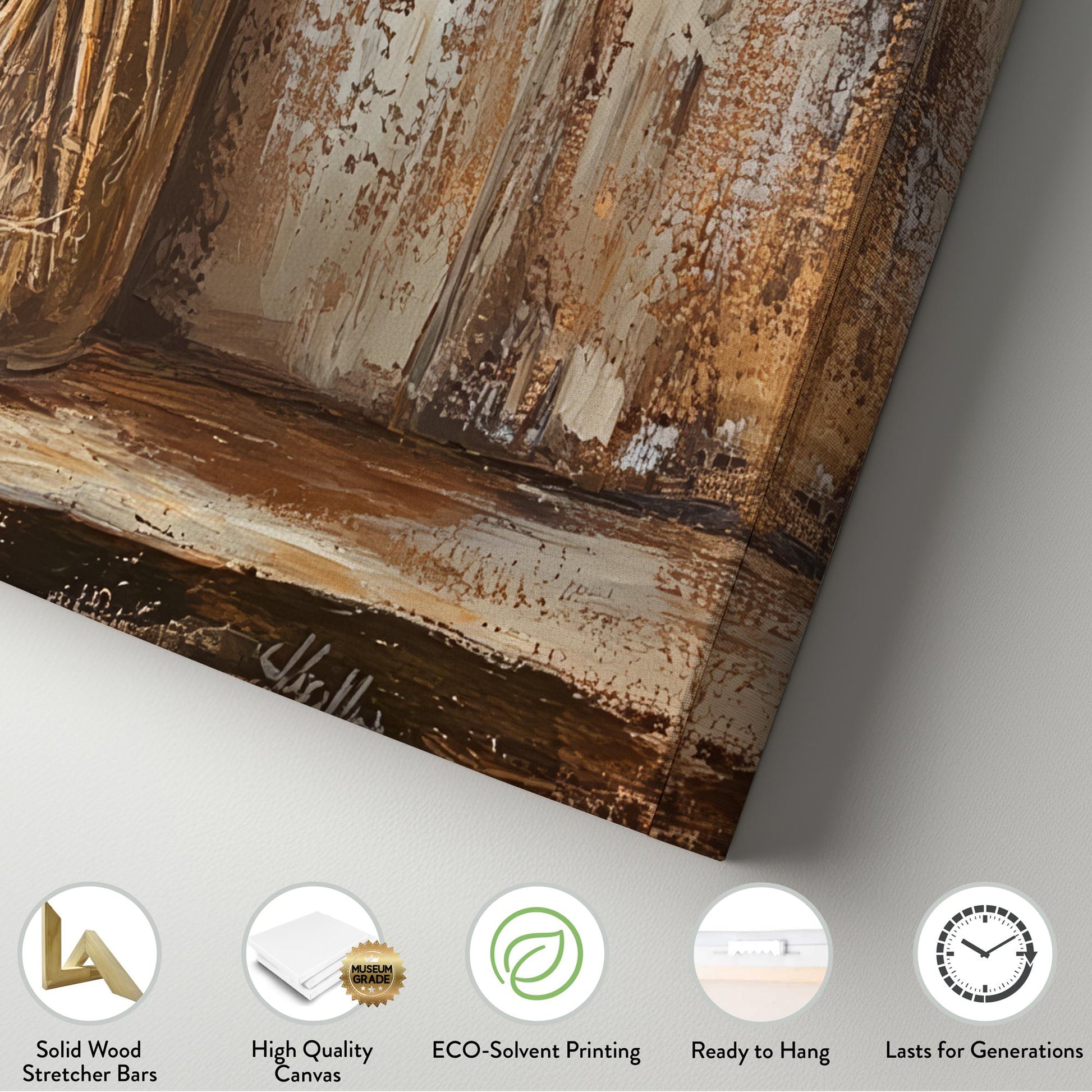 Wheat Sheaf Impasto Canvas Art | Textural Palette Knife Print | Bohemian Farmhouse Wall Art For Living Room Square Canvas Art