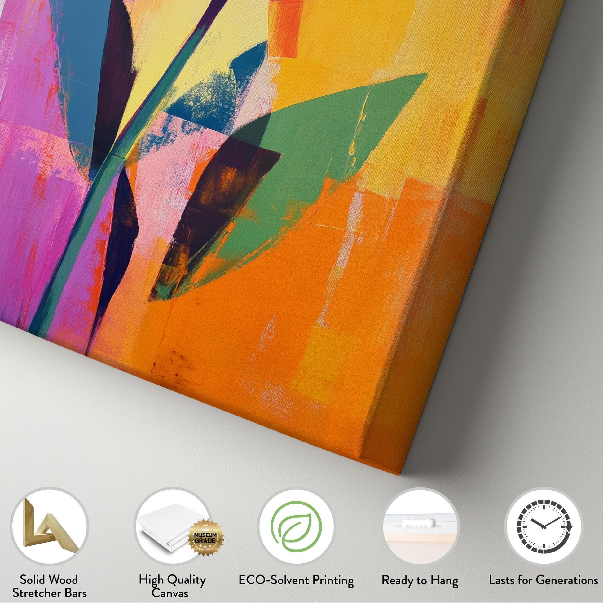 Vibrant Tulip Canvas Art | Impasto Abstract Print | Mid Century Modern Wall Art For Living Room | Tangerine Coral Art Vertical Canvas