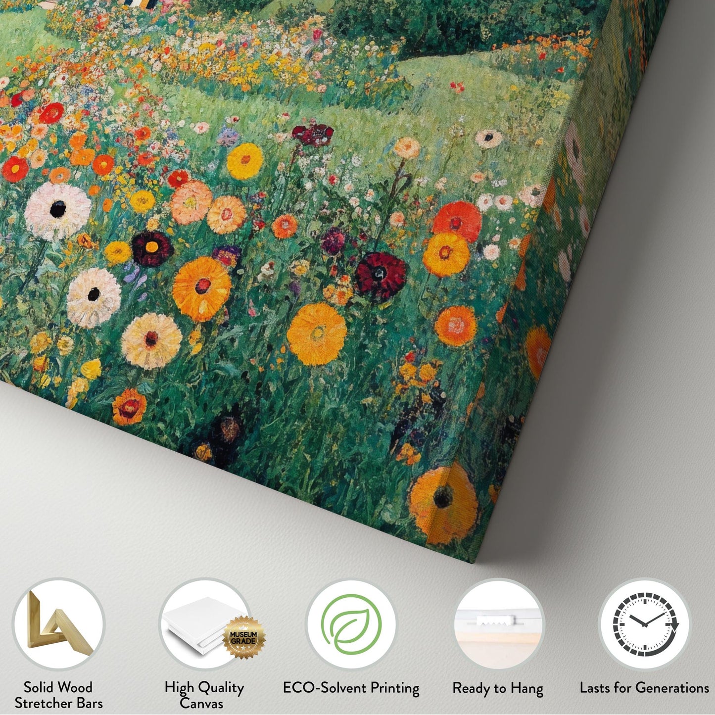 Tuscan Villa Bloom Canvas Art | Impressionist Pointillist Print | Biophilic Wall Art For Living Room | Apricot Sunset Art Horizontal Art