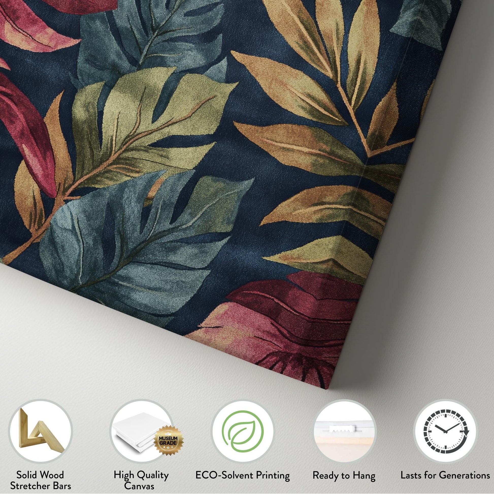 Tropical Monstera Leaf Canvas Art | Textured Botanical Print | Bohemian Wall Art For Living Room | Burgundy Merlot Art Vertical Canvas