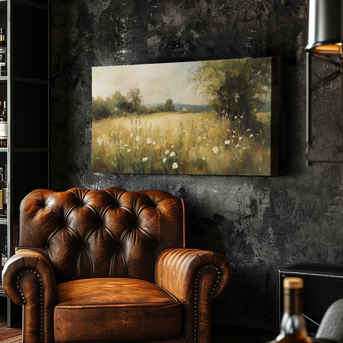 Tranquil Meadow Canvas Art | Impasto Impressionism Print | Bohemian Wall Art For Living Room | Honeyed Wheat Art Horizontal Art