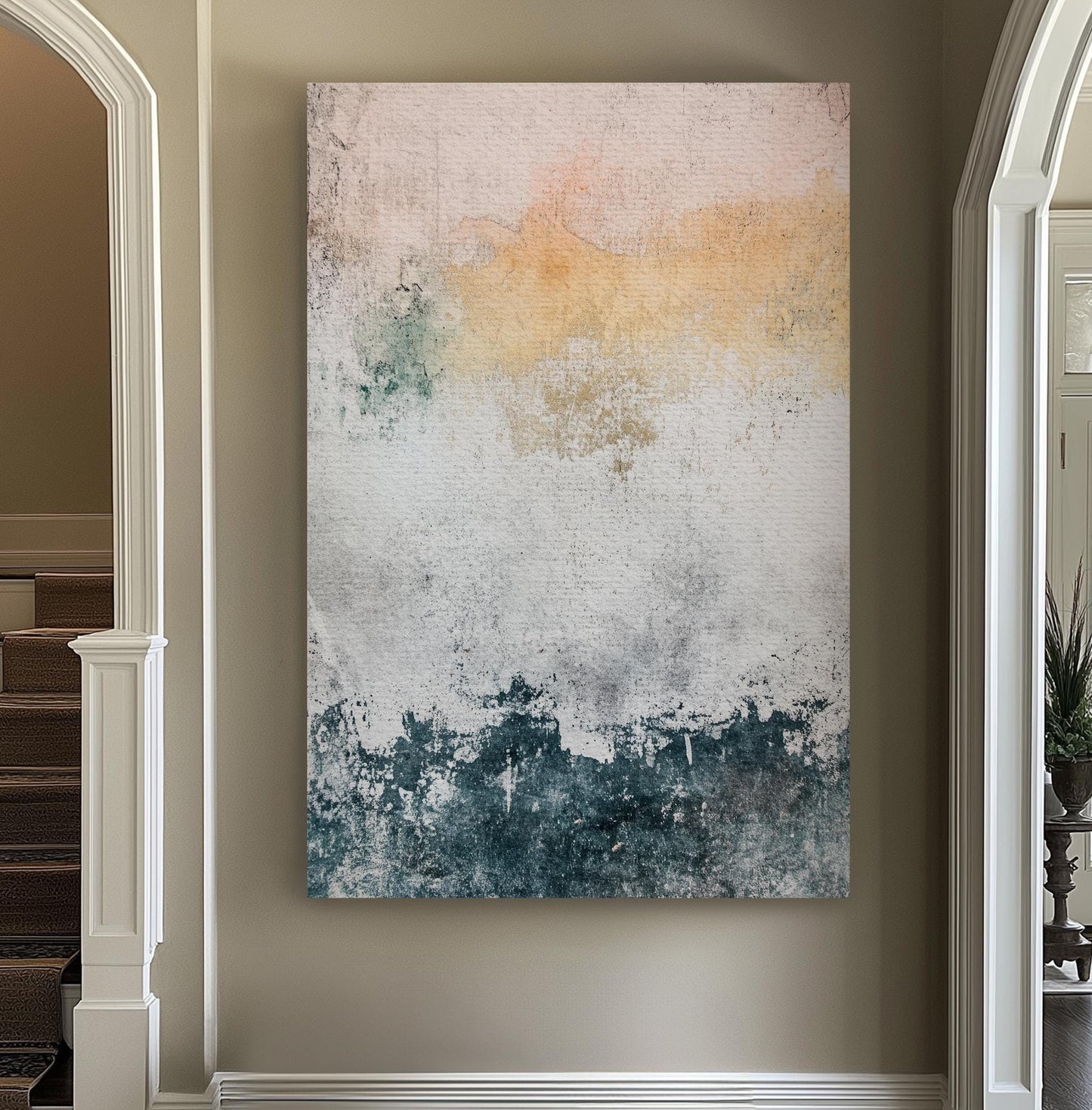 Textured Wall Canvas Art | Abstract Grunge Print | Bohemian Wall Art For Living Room | Smoky Quartz Art Vertical Canvas