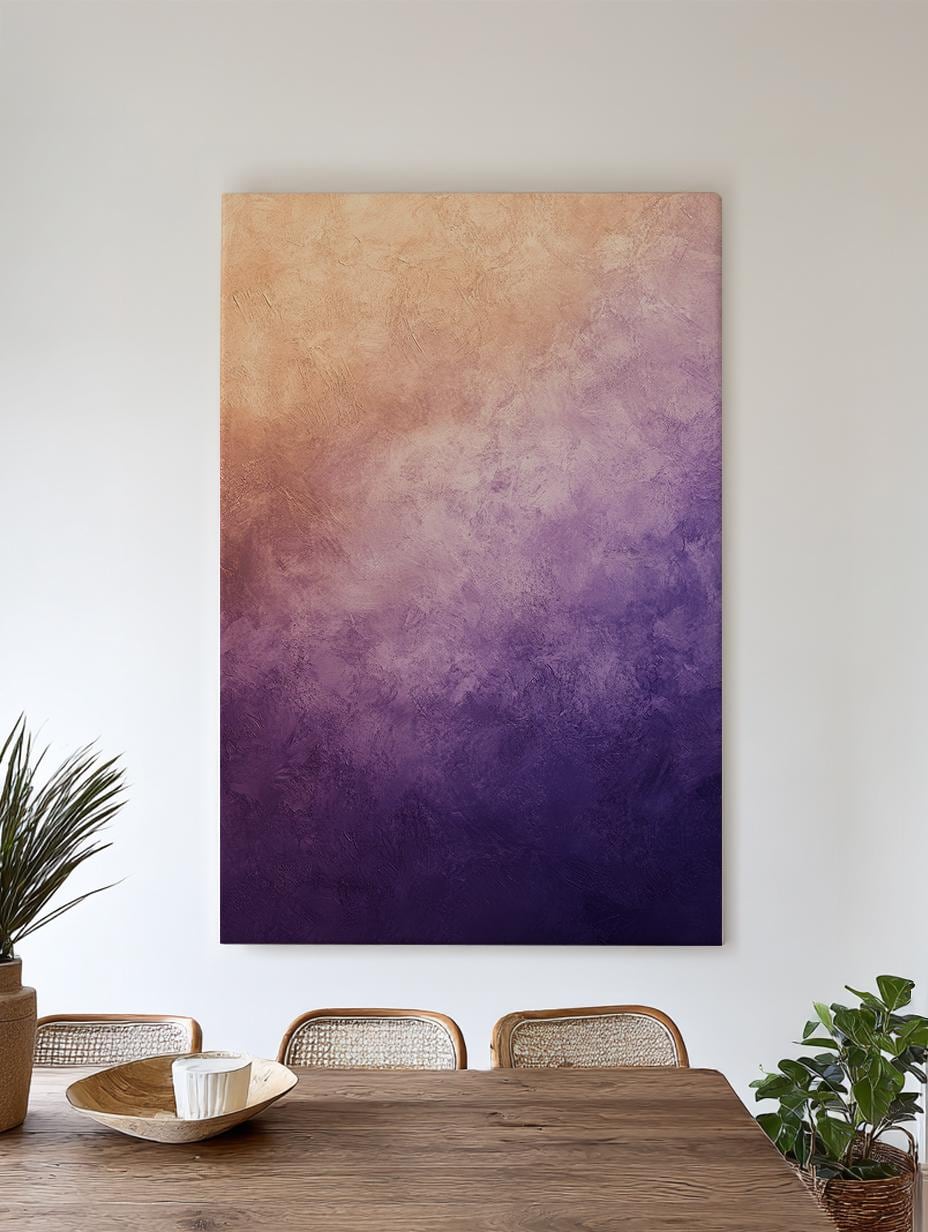 Textured Ombre Canvas Art | Impasto Painting Print | Bohemian Wall Art For Living Room | Amethyst Toasted Almond Art Vertical Canvas