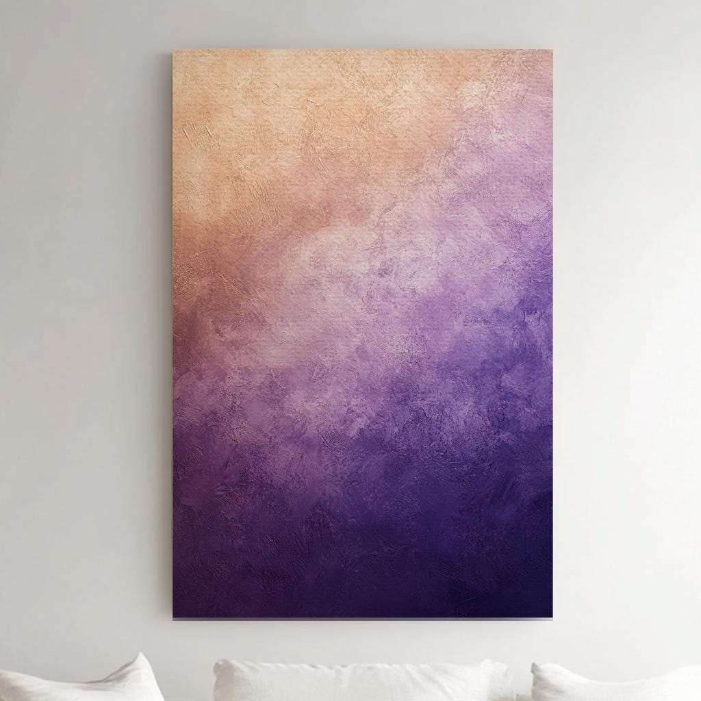 Textured Ombre Canvas Art | Impasto Painting Print | Bohemian Wall Art For Living Room | Amethyst Toasted Almond Art Vertical Canvas
