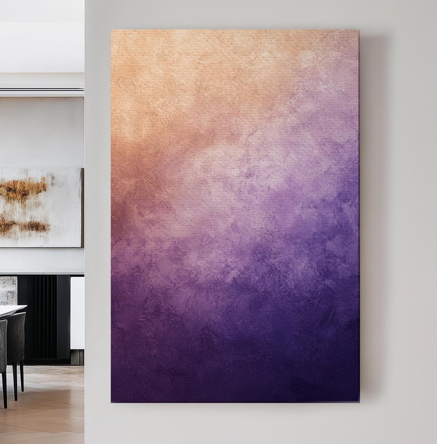 Textured Ombre Canvas Art | Impasto Painting Print | Bohemian Wall Art For Living Room | Amethyst Toasted Almond Art Vertical Canvas