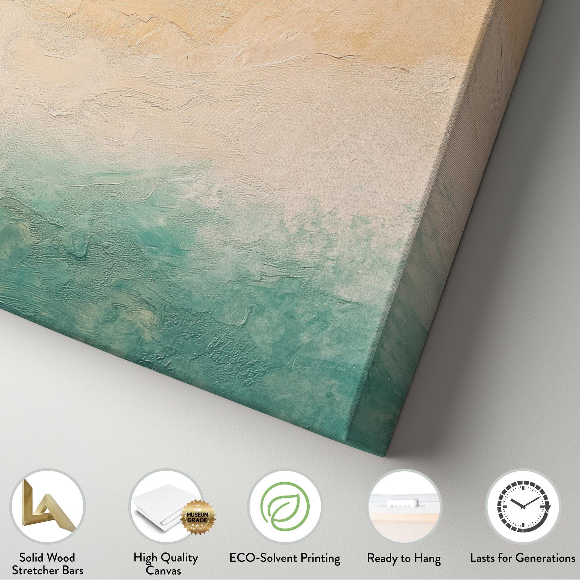 Textural Seascape Canvas Art | Impasto Palette Knife Print | Coastal Bohemian Wall Art For Living Room Horizontal Art