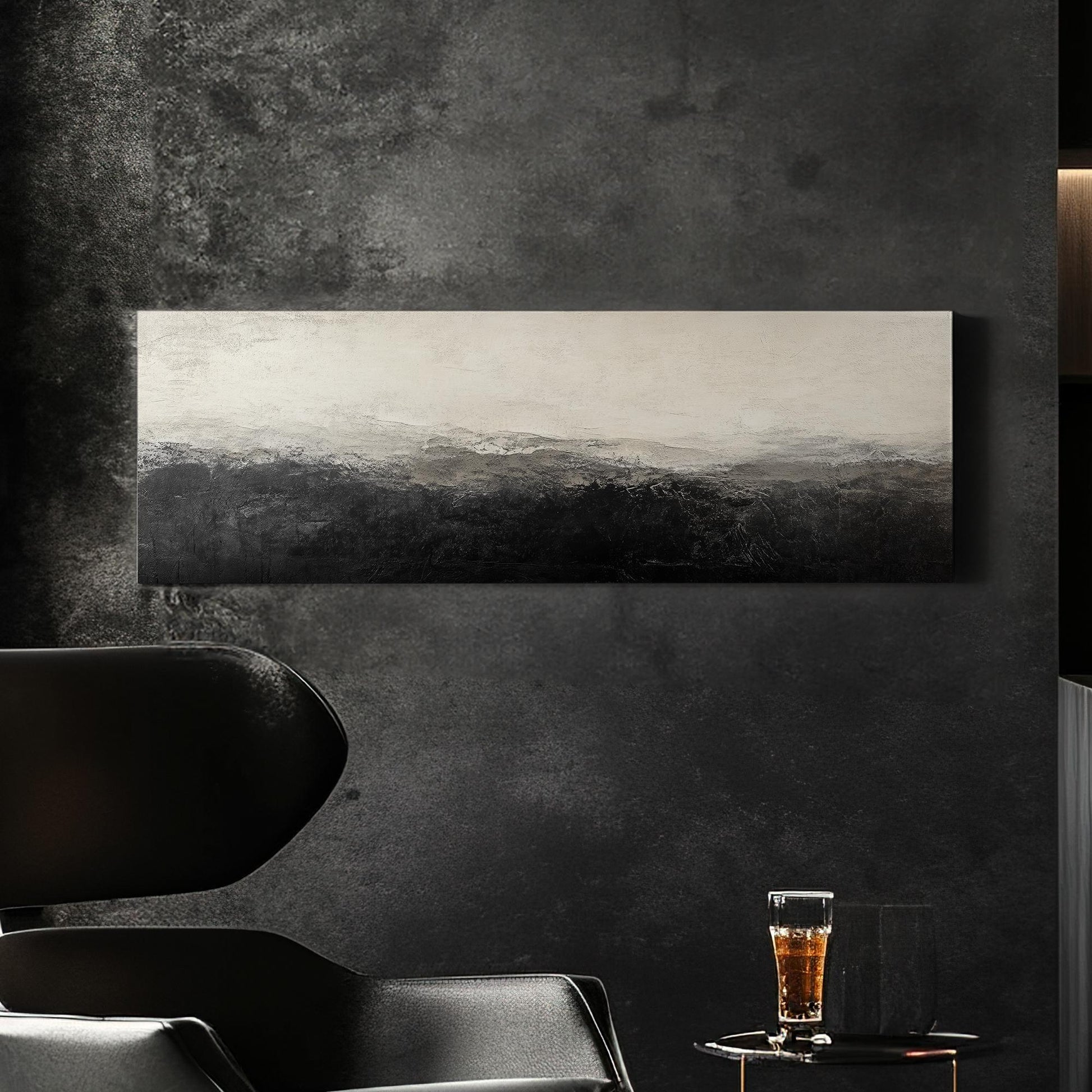 Textural Landscape Canvas Art | Impasto Palette Knife Print | Modern Minimalist Wall Art For Living Room Panoramic Wall Art