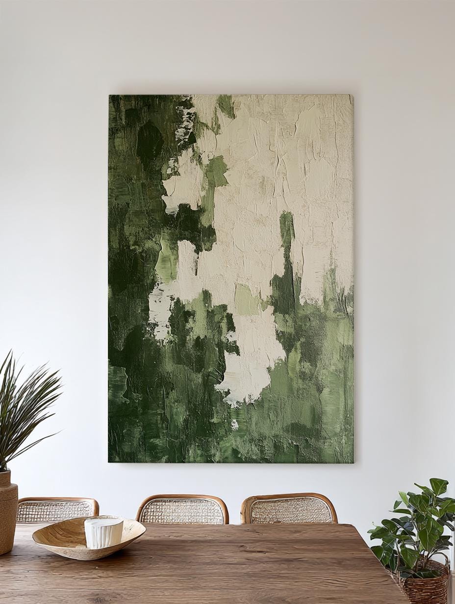 Textural Impasto Canvas Art | Abstract Expressionist Print | Biophilic Wall Art For Living Room Vertical Canvas