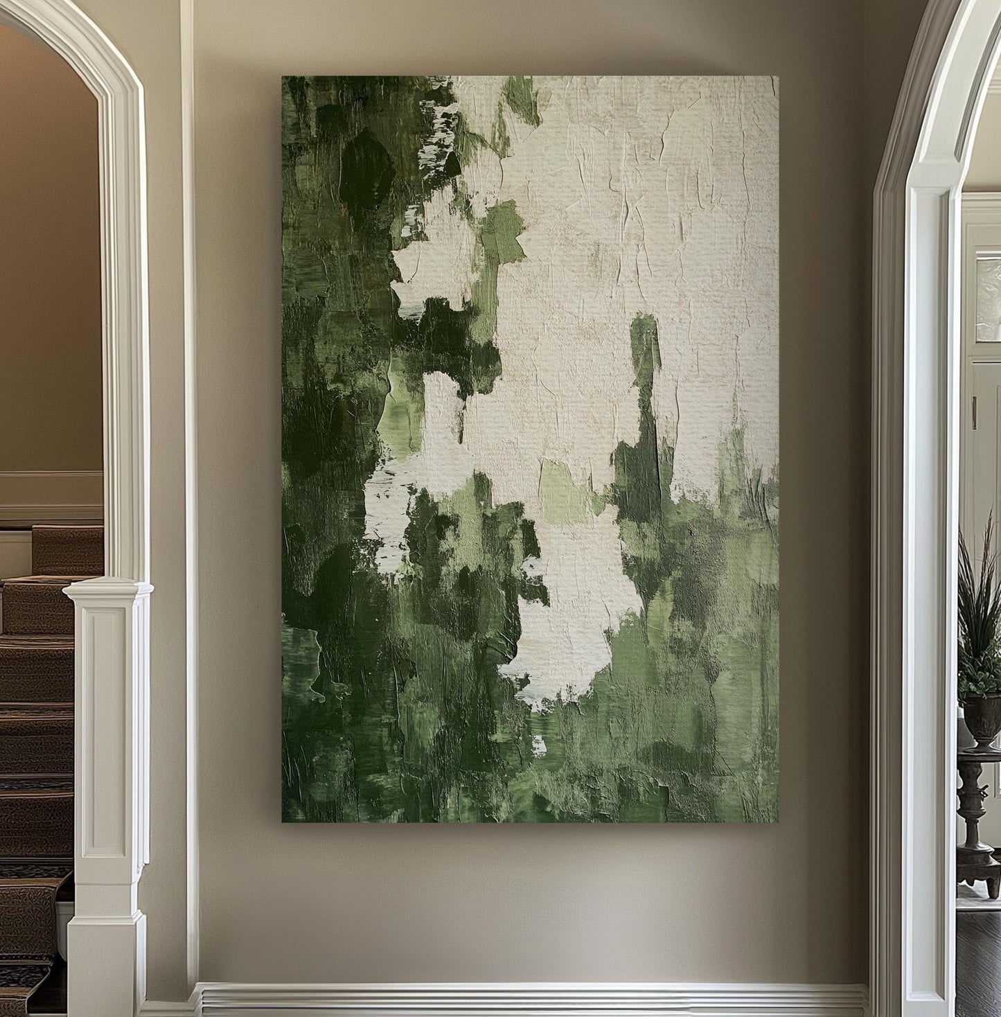 Textural Impasto Canvas Art | Abstract Expressionist Print | Biophilic Wall Art For Living Room Vertical Canvas
