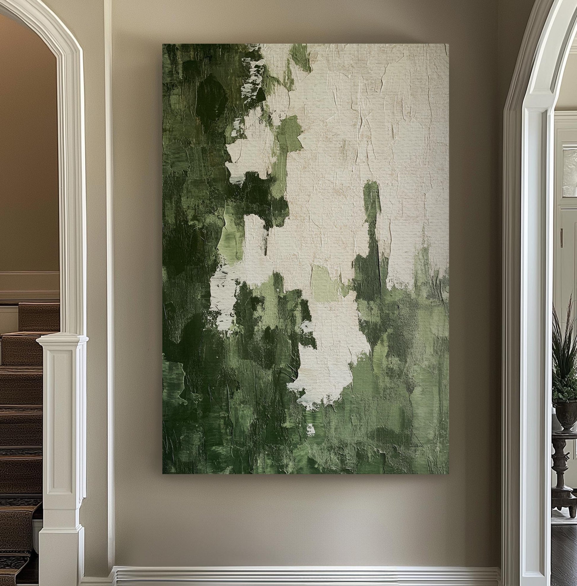 Textural Impasto Canvas Art | Abstract Expressionist Print | Biophilic Wall Art For Living Room Vertical Canvas