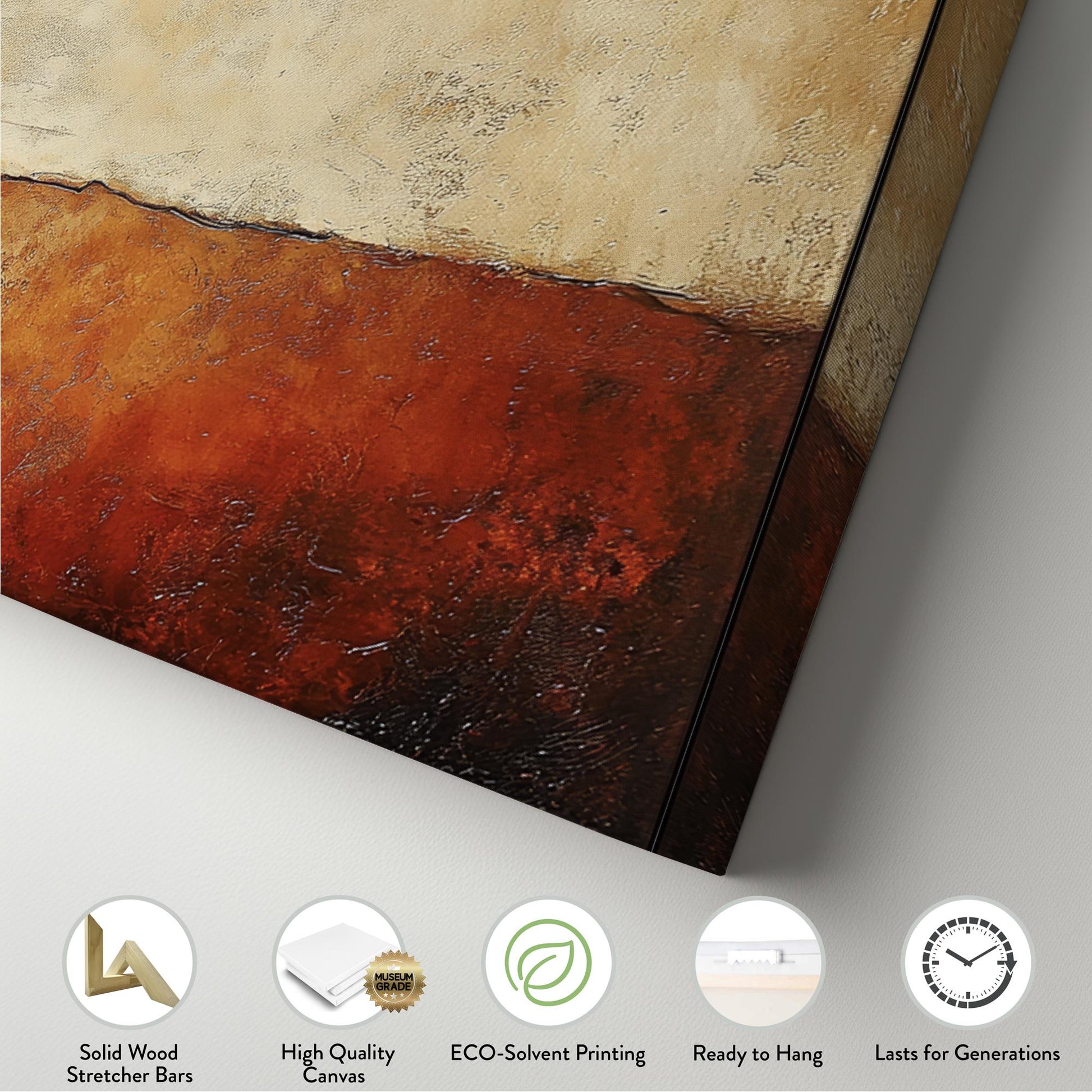 Textural Desert Landscape Canvas Art | Impasto Print | Organic Modern Wall Art For Living Room Panoramic Wall Art