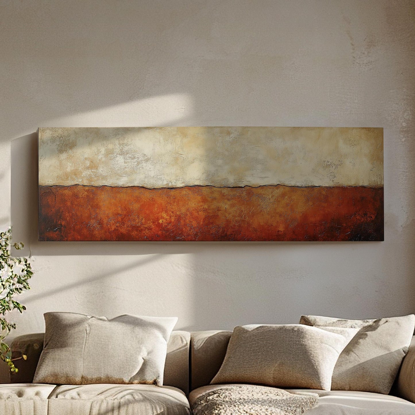 Textural Desert Landscape Canvas Art | Impasto Print | Organic Modern Wall Art For Living Room Panoramic Wall Art
