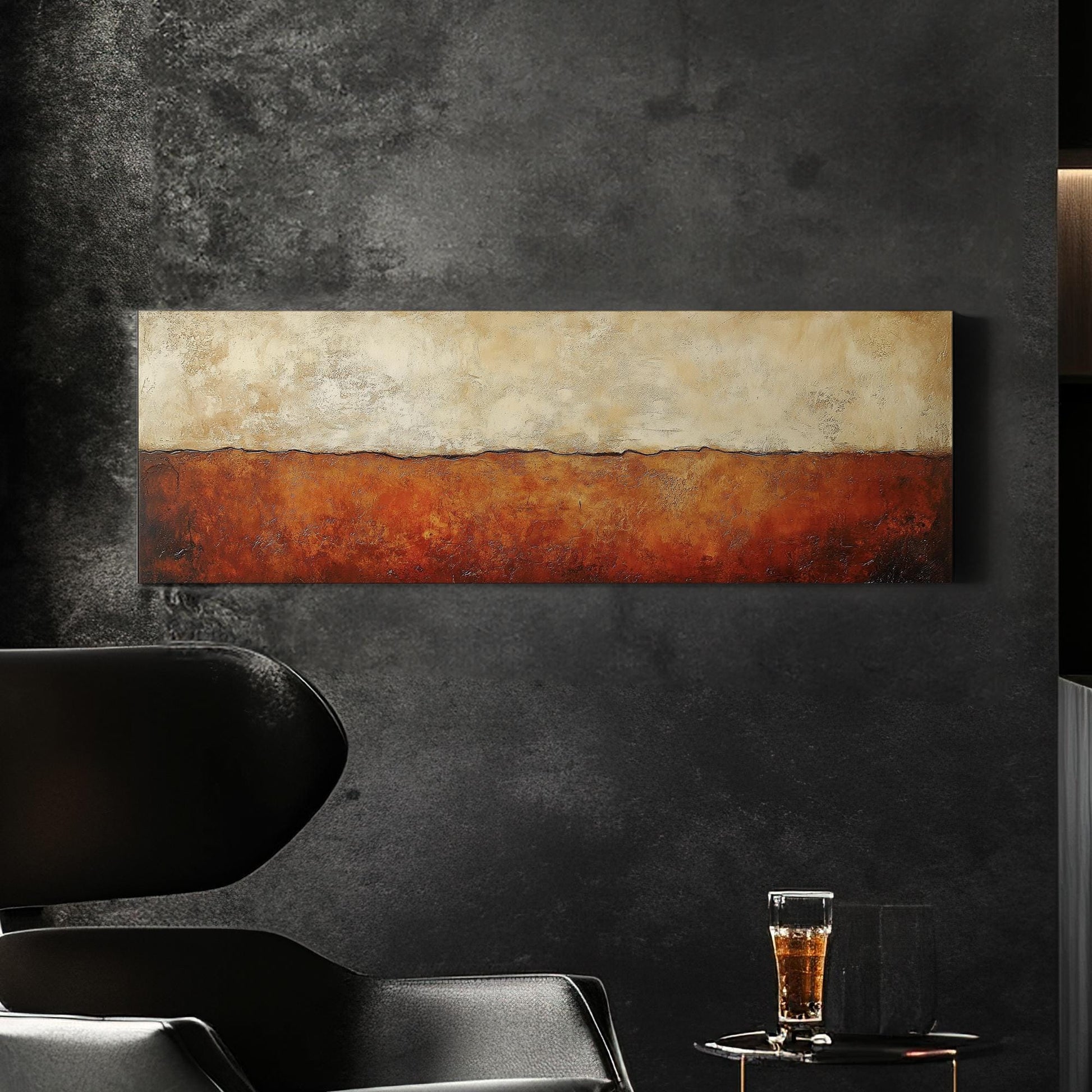 Textural Desert Landscape Canvas Art | Impasto Print | Organic Modern Wall Art For Living Room Panoramic Wall Art