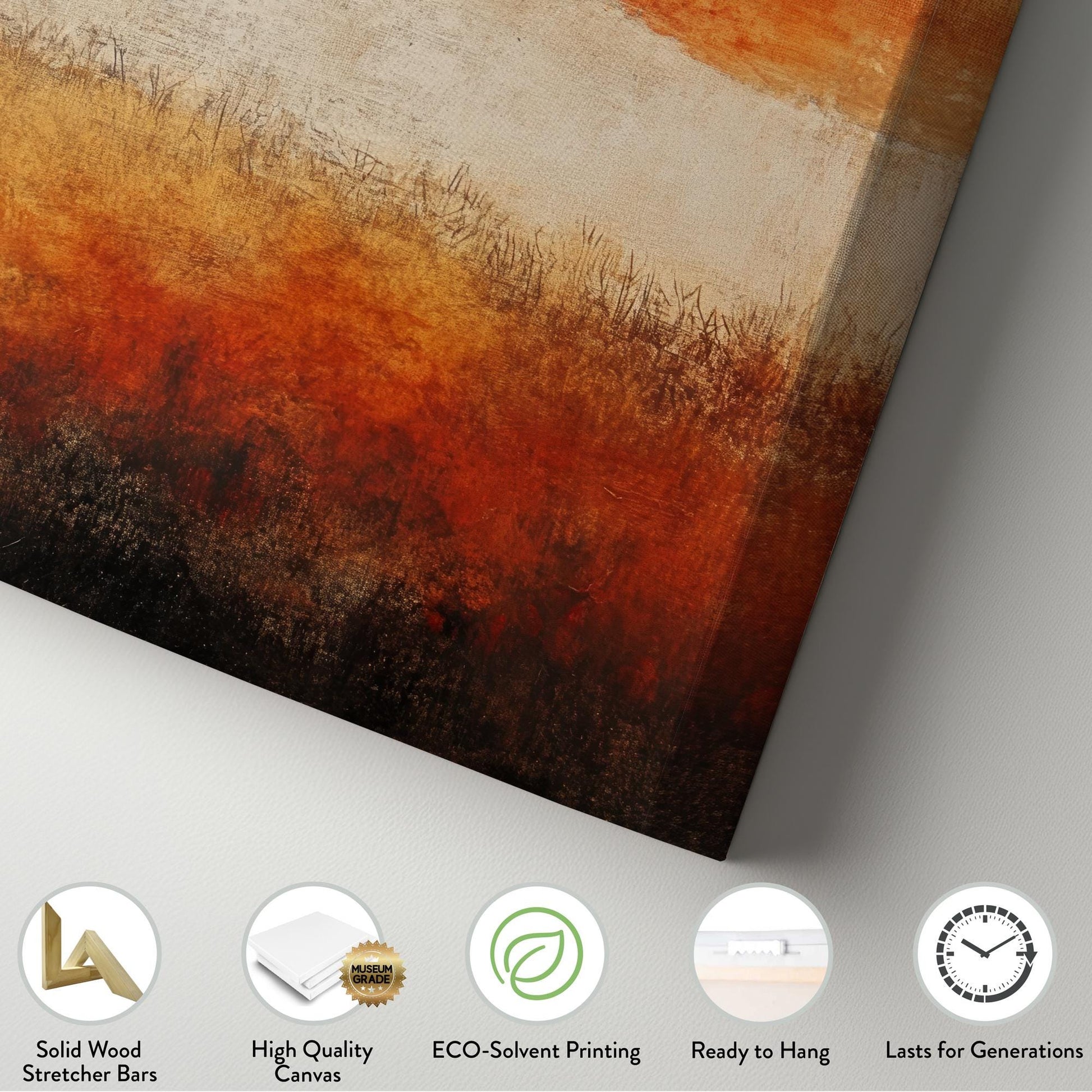Sunset Prairie Landscape Canvas Art | Impasto Textural Print | Mid Century Modern Wall Art For Living Room Vertical Canvas