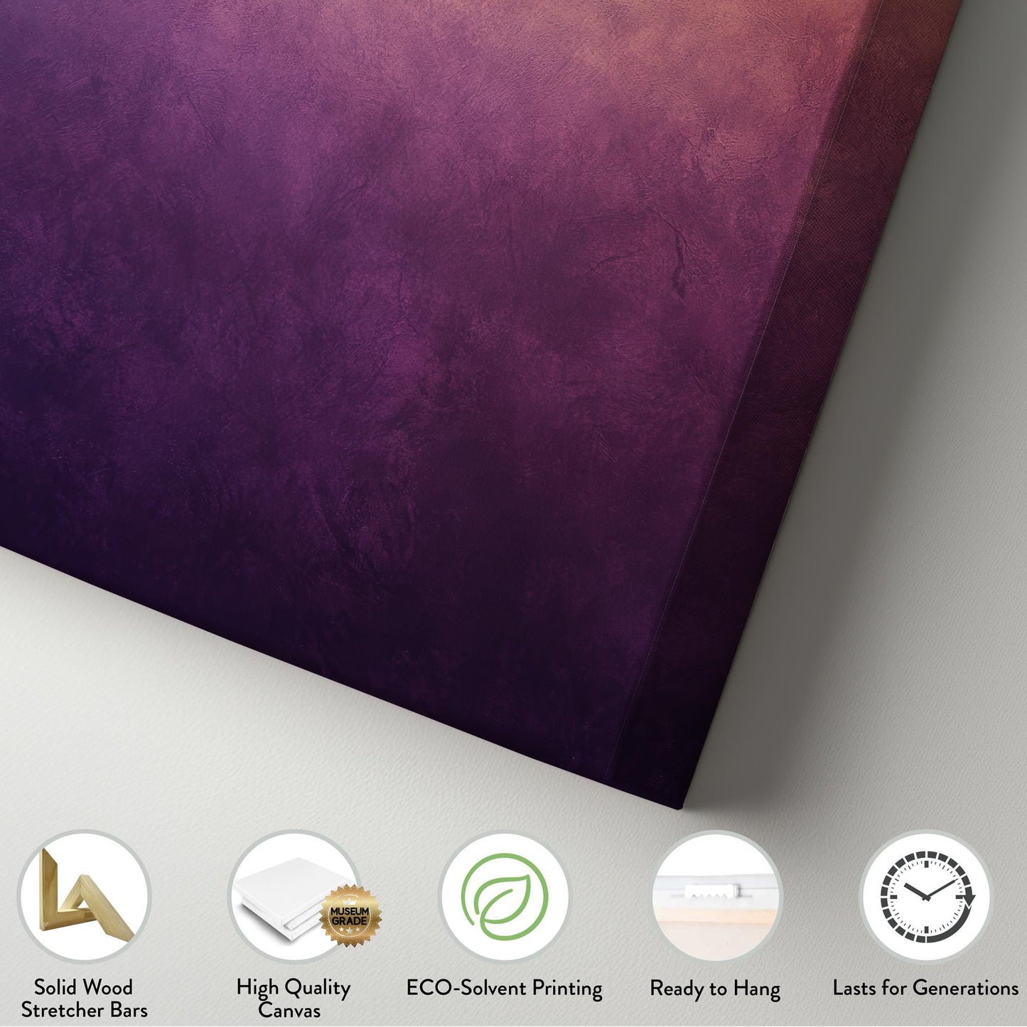 Sunset Hues Canvas Art | Ombre Textured Print | Bohemian Wall Art For Living Room | Amethyst Dusk Art Vertical Canvas