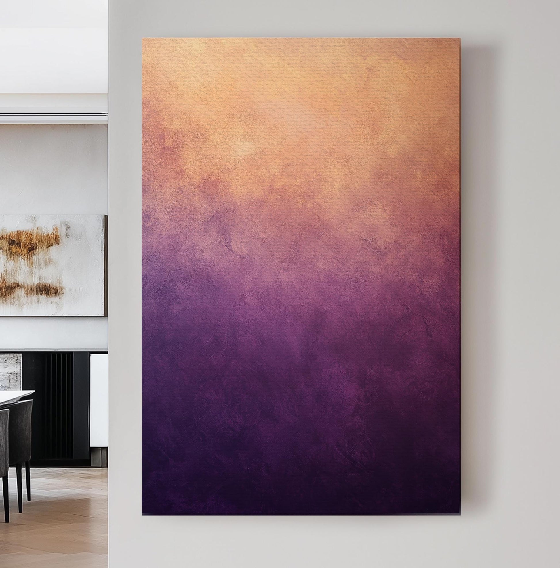 Sunset Hues Canvas Art | Ombre Textured Print | Bohemian Wall Art For Living Room | Amethyst Dusk Art Vertical Canvas