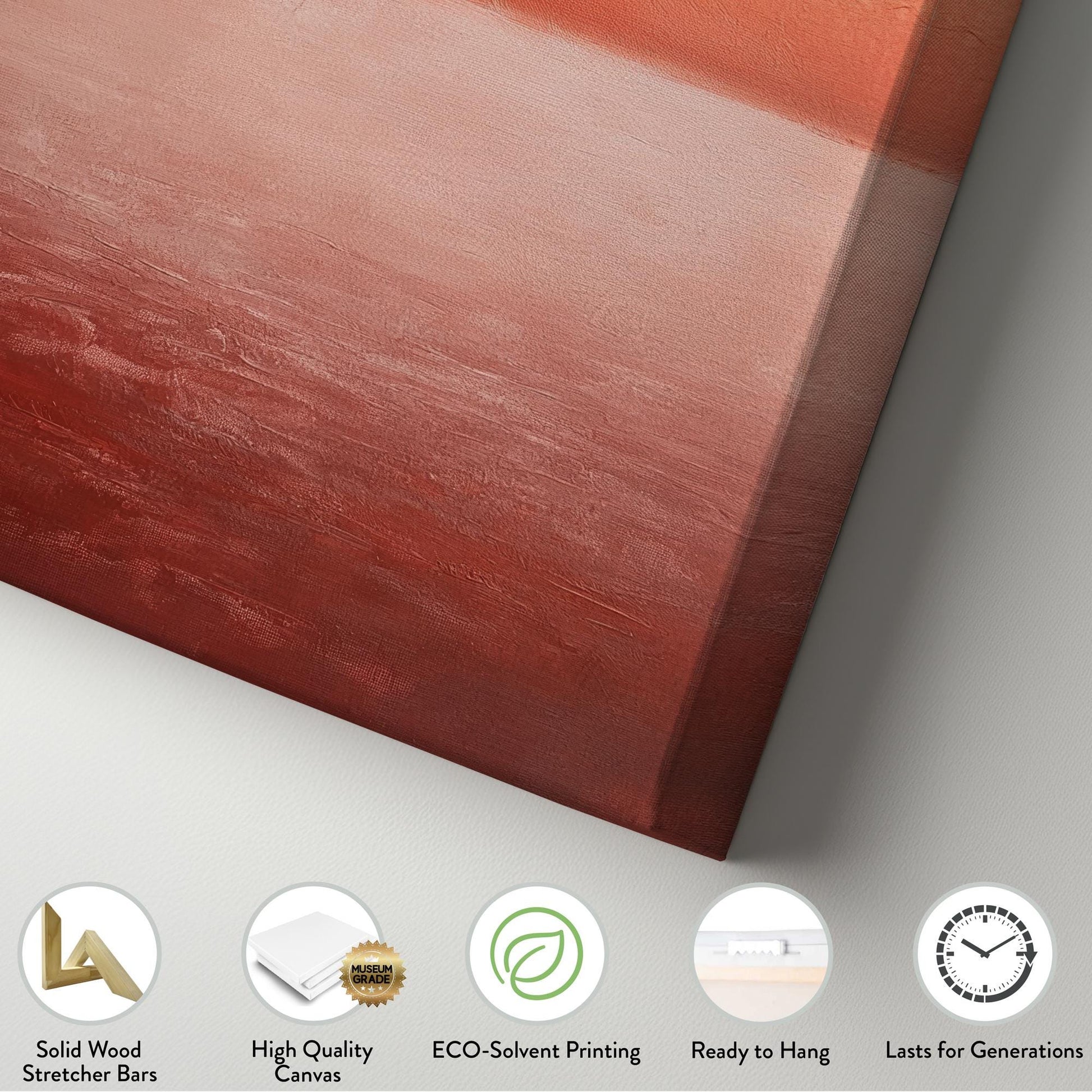 Sunset Hues Canvas Art | Impasto Textured Print | Minimalist Wall Art For Living Room | Terracotta Blush Art Vertical Canvas