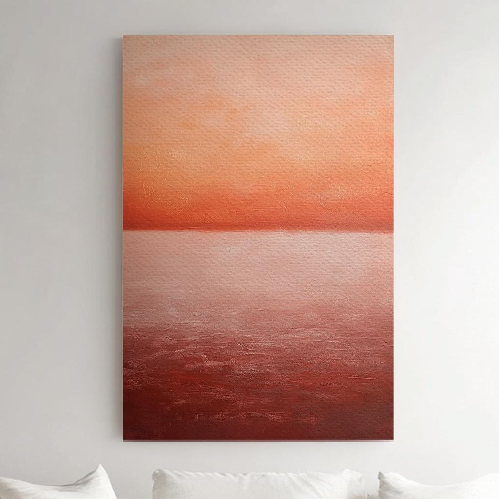 Sunset Hues Canvas Art | Impasto Textured Print | Minimalist Wall Art For Living Room | Terracotta Blush Art Vertical Canvas