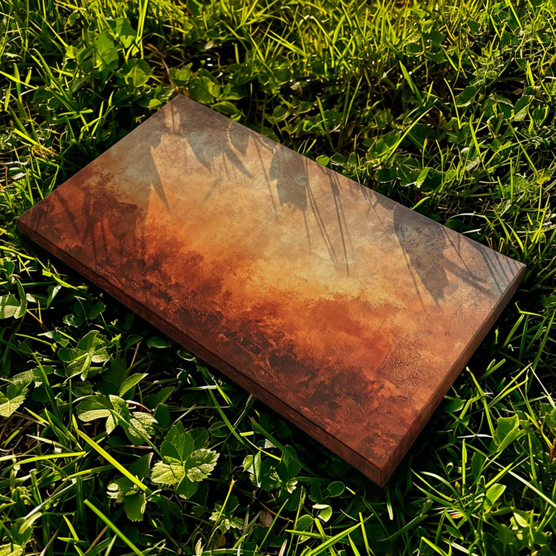 Sunset Hues Canvas Art | Impasto Textured Print | Bohemian Wall Art For Living Room | Terracotta Gold Art Horizontal Art