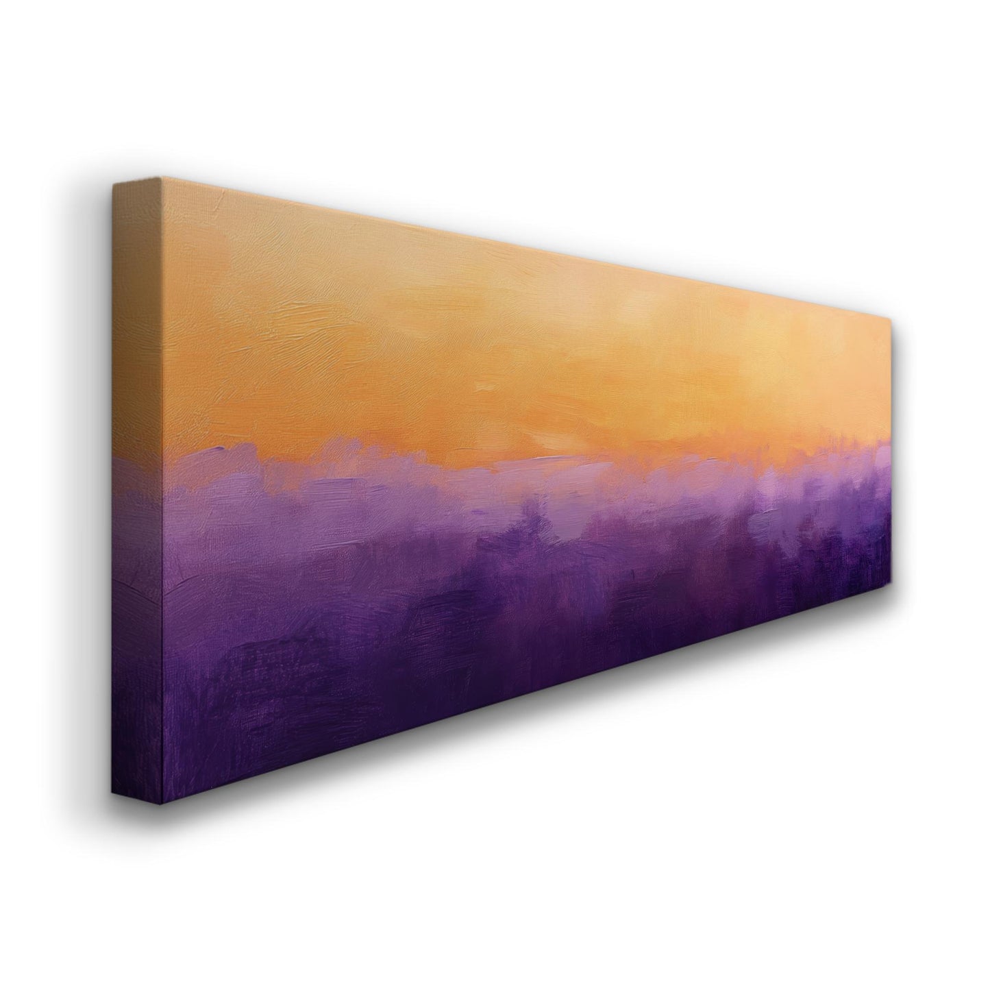Sunset Hues Canvas Art | Impasto Palette Knife Print | Bohemian Wall Art For Living Room | Apricot and Amethyst Art Panoramic Wall Art
