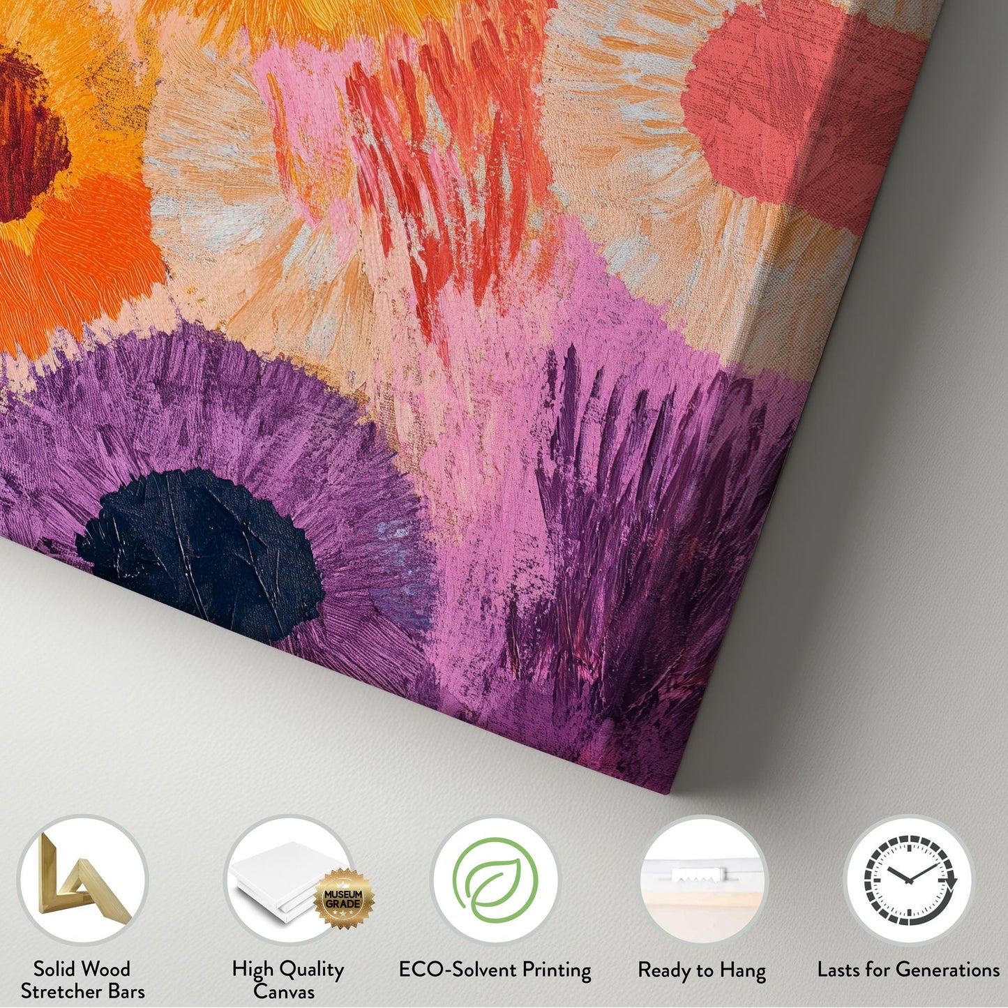 Sunflowers Asters Impasto Canvas Art | Textural Floral Print | Bohemian Maximalist Wall Art For Living Room Vertical Canvas