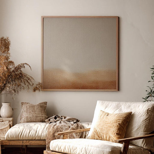 Subtle Desert Landscape Canvas Art | Ombre Gradient Print | Minimalist Wall Art For Living Room | Sandstone Terracotta Art Square Canvas Art