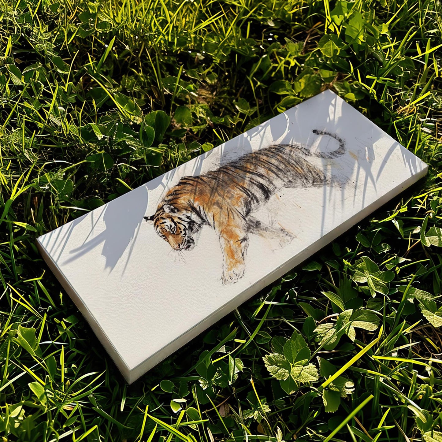 Striking Bengal Tiger Canvas Art | Charcoal Sepia Sketch Print | Bohemian Maximalist Wall Art For Living Room Panoramic Wall Art