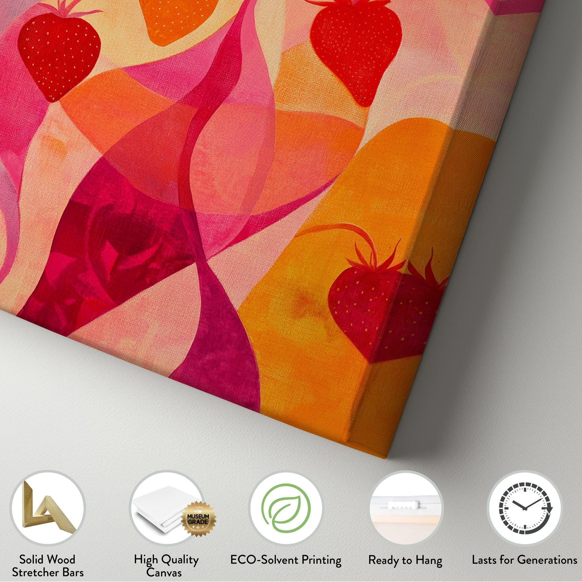 Strawberry Fields Forever Canvas Art | Abstract Expressionist Print | Biophilic Wall Art For Living Room | Sunset Blush Art Vertical Canvas
