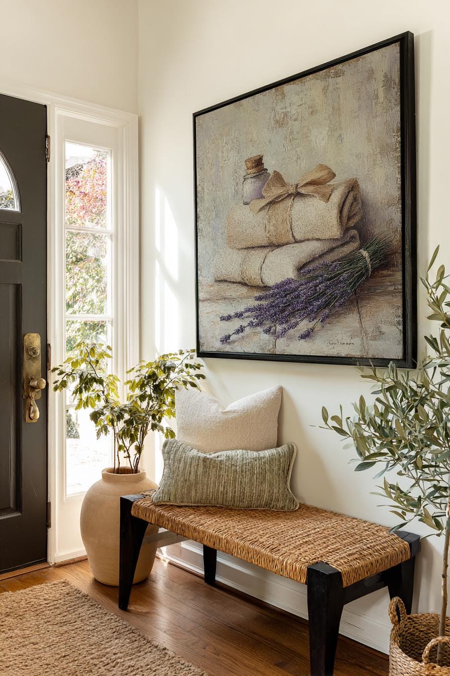 Spa Day Serenity Canvas Art | Impasto Print | Hamptons Wall Art For Bathroom | Oatmeal Milk Art | Coastal Spa Decor Square Canvas Art