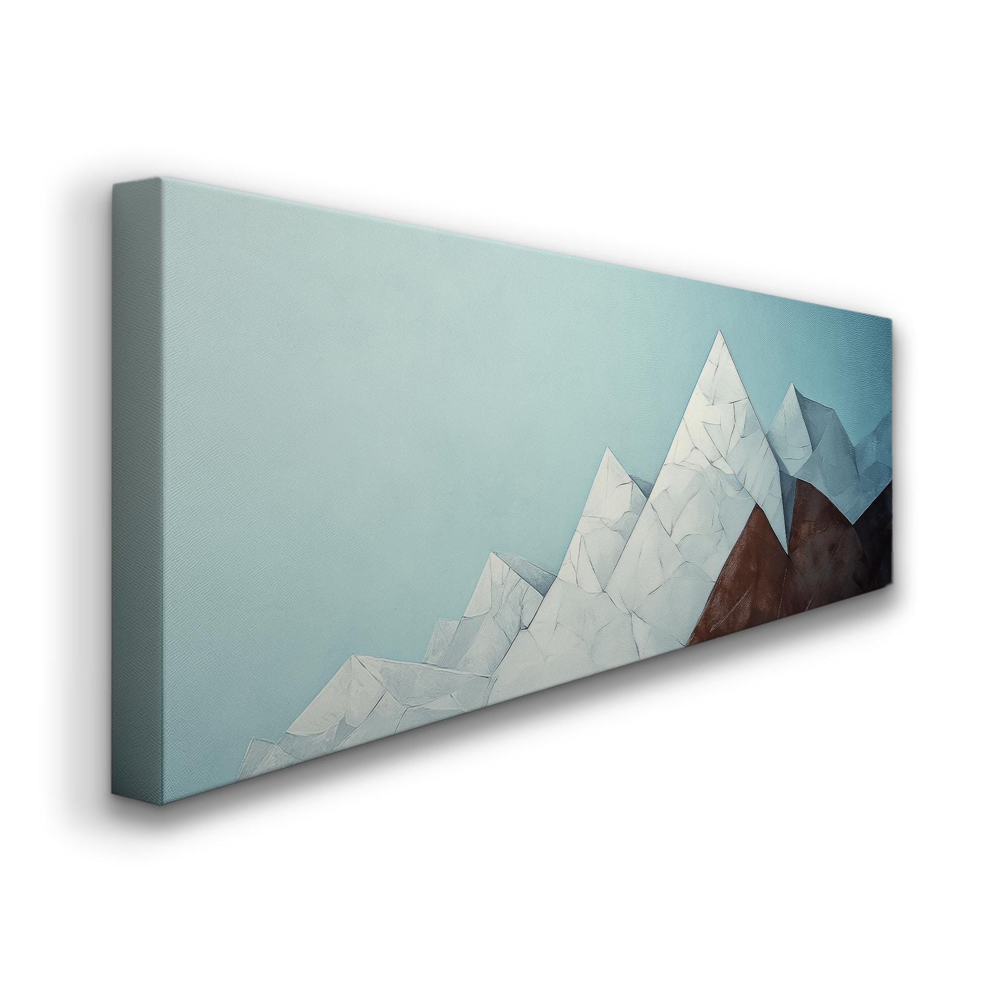 Serene Mountain Range Canvas Art | Impasto Print | Minimalist Wall Art For Living Room | Celestial Blue Redwood Art Panoramic Wall Art