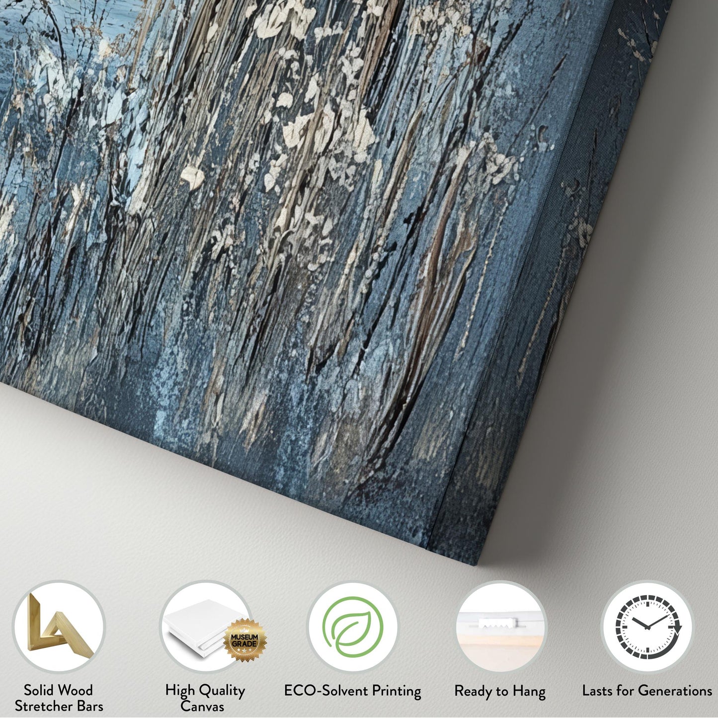 Serene Moonlit Lake Canvas Art | Impasto Textured Print | Tranquil Coastal Wall Art For Living Room Square Canvas Art