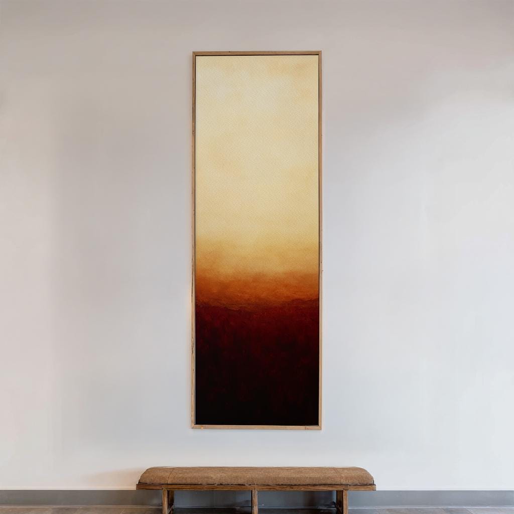 Sunset Gradient Canvas Art | Abstract Ombre Print | Minimalist Wall Art For Living Room | Burnt Sienna Cream Art Long Vertical Art